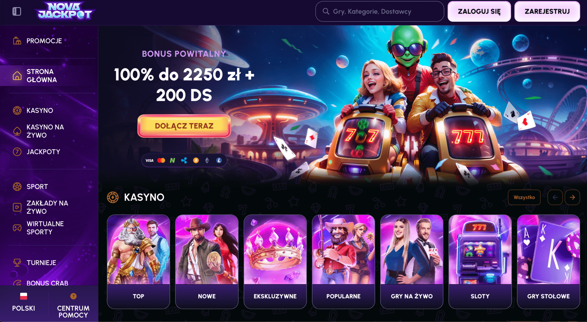 Nova Jackpot home page